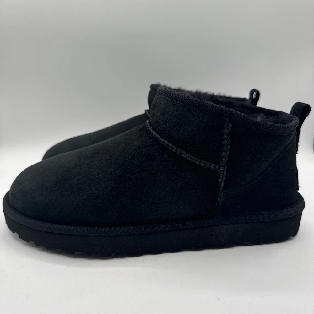 UGG Ultra Mini Boots Women's Size 12‎ Black Suede Water Repellant